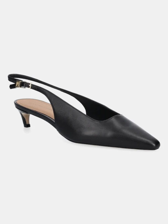 Zdjęcie produktu Tommy Hilfiger szpilki skórzane SQUARED TOE KITTEN SLINGBACK czarny