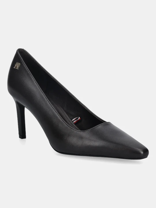 Zdjęcie produktu Tommy Hilfiger szpilki skórzane TH LOGO LTH PUMP SLANTED HL brązowy
