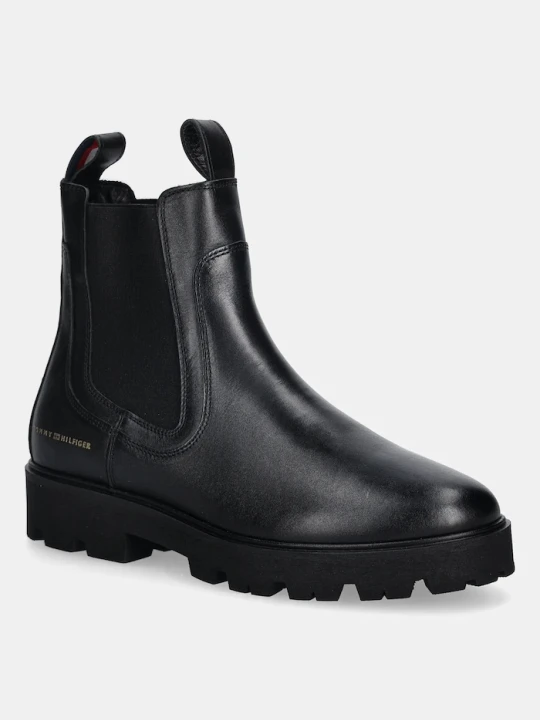 Zdjęcie produktu Tommy Hilfiger sztyblety skórzane TH LTHR LOW CHELSEA czarny