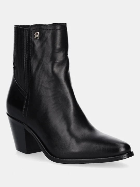 Zdjęcie produktu Tommy Hilfiger sztyblety skórzane WESTERN MID HEEL LEATHER CHELSEA czarny