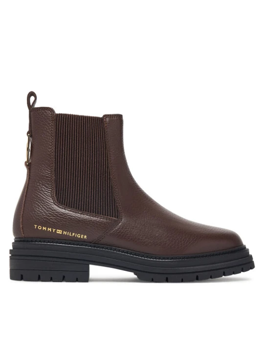 Zdjęcie produktu Tommy Hilfiger Sztyblety Th Emboss Grain Leather Chelsea FW0FW09559 Brązowy