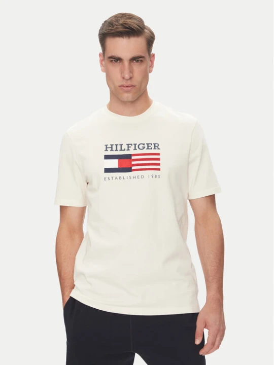 Zdjęcie produktu Tommy Hilfiger T-Shirt American Monotype MW0MW39843 Écru Regular Fit Kremowy