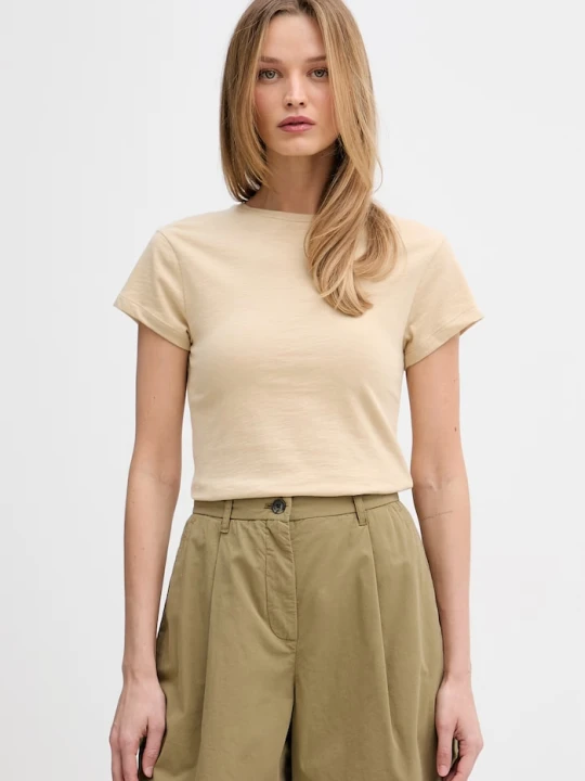 Zdjęcie produktu Tommy Hilfiger T-shirt basic damski bawełniany beżowy