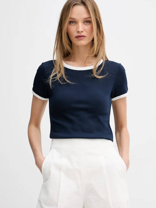 Zdjęcie produktu Tommy Hilfiger T-shirt basic damski z bawełną granatowy