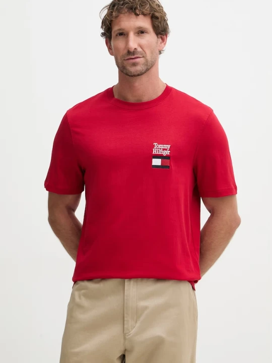 Zdjęcie produktu Tommy Hilfiger t-shirt basic męski bawełniany czerwony