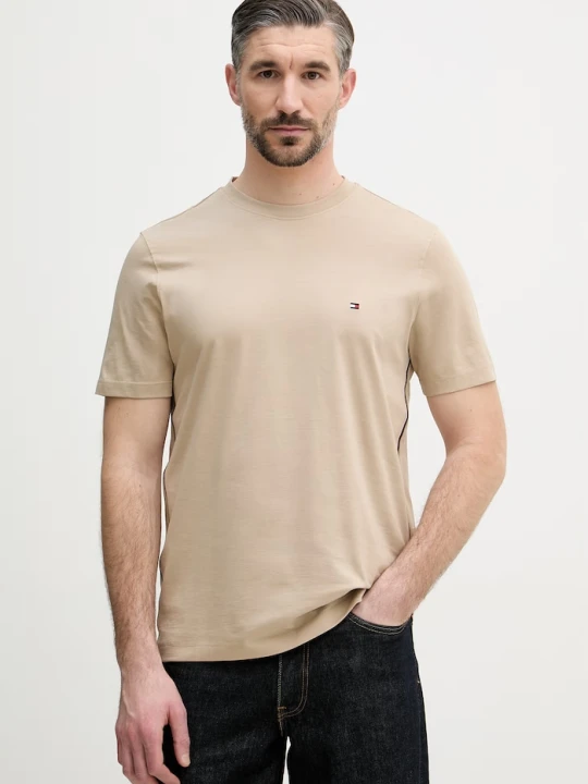 Zdjęcie produktu Tommy Hilfiger t-shirt basic męski bawełniany beżowy