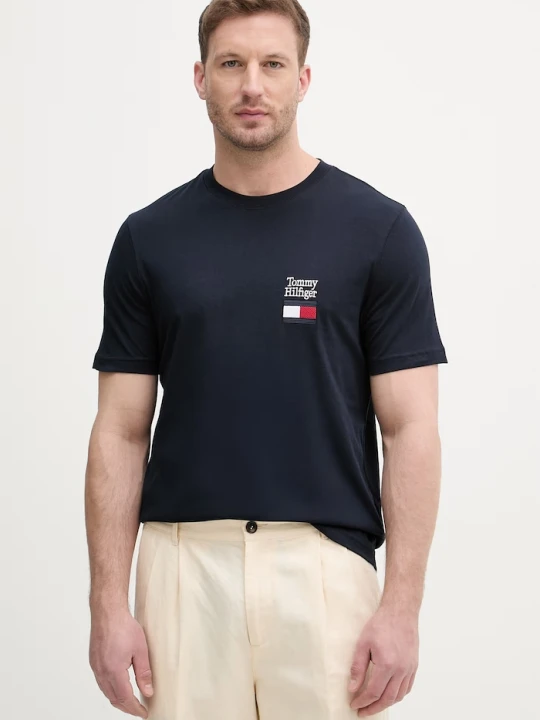 Zdjęcie produktu Tommy Hilfiger t-shirt basic męski bawełniany granatowy