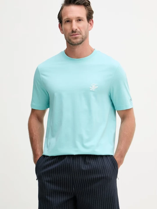 Zdjęcie produktu Tommy Hilfiger T-shirt basic męski bawełniany SUMMER turkusowy