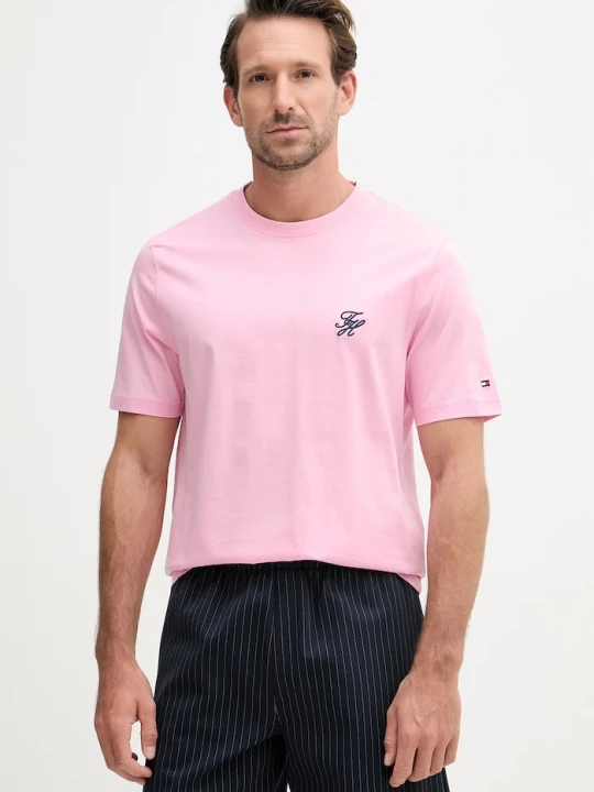 Zdjęcie produktu Tommy Hilfiger T-shirt basic męski bawełniany SUMMER różowy