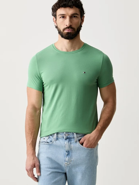 Zdjęcie produktu Tommy Hilfiger T-shirt basic męski bawełniany z elastanem zielony