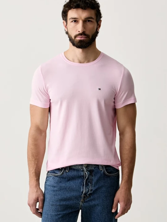 Zdjęcie produktu Tommy Hilfiger T-shirt basic męski bawełniany z elastanem różowy