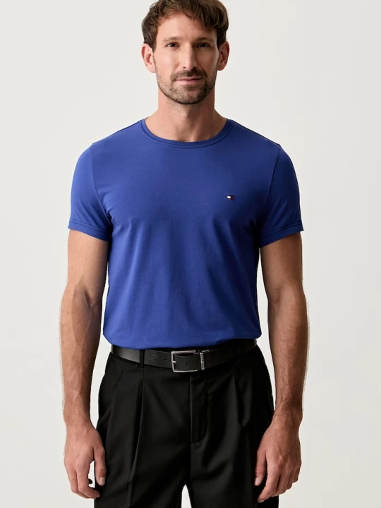 Zdjęcie produktu Tommy Hilfiger T-shirt basic męski bawełniany z elastanem granatowy