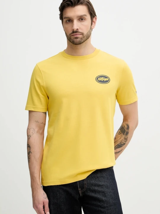 Zdjęcie produktu Tommy Hilfiger t-shirt bawełniany żółty