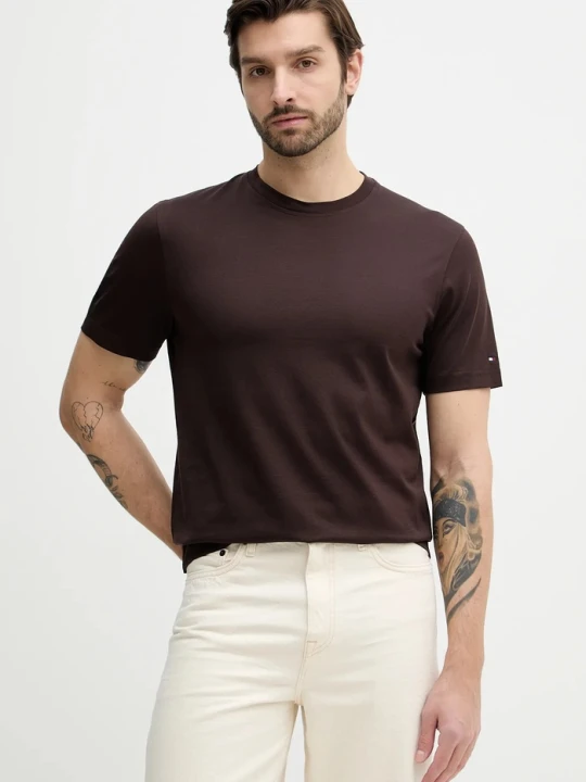 Zdjęcie produktu Tommy Hilfiger t-shirt bawełniany brązowy