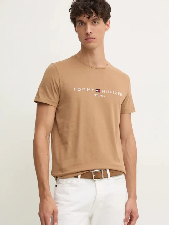 Zdjęcie produktu Tommy Hilfiger t-shirt bawełniany beżowy