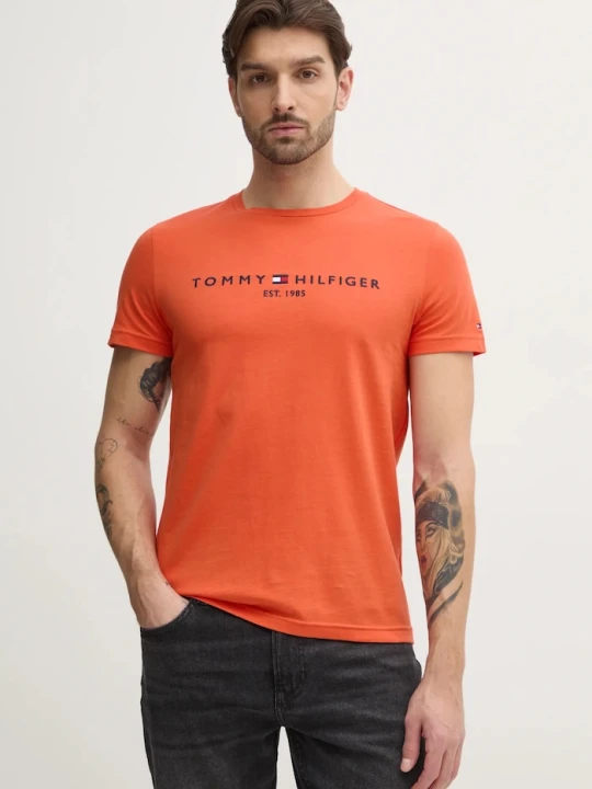 Zdjęcie produktu Tommy Hilfiger t-shirt bawełniany pomarańczowy
