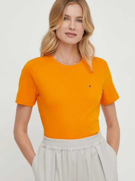 Zdjęcie produktu Tommy Hilfiger T-shirt damski bawełniany pomarańczowy