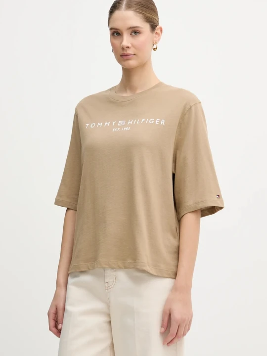 Zdjęcie produktu Tommy Hilfiger t-shirt damski bawełniany zielony