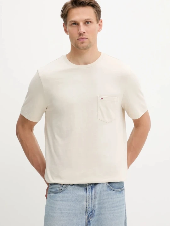 Zdjęcie produktu Tommy Hilfiger T-shirt męski bawełniany beżowy