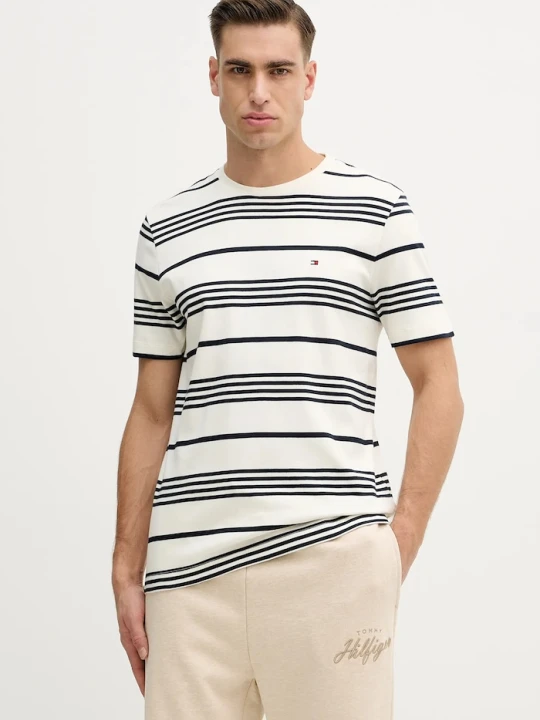 Zdjęcie produktu Tommy Hilfiger t-shirt bawełniany beżowy