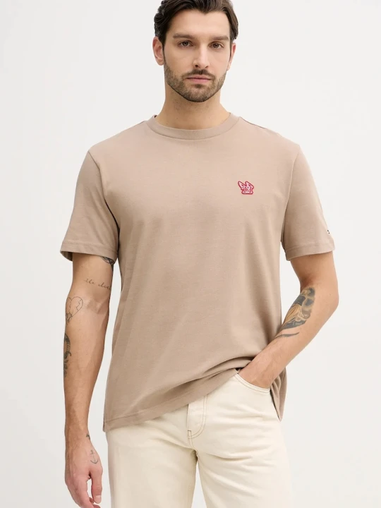 Zdjęcie produktu Tommy Hilfiger t-shirt bawełniany beżowy
