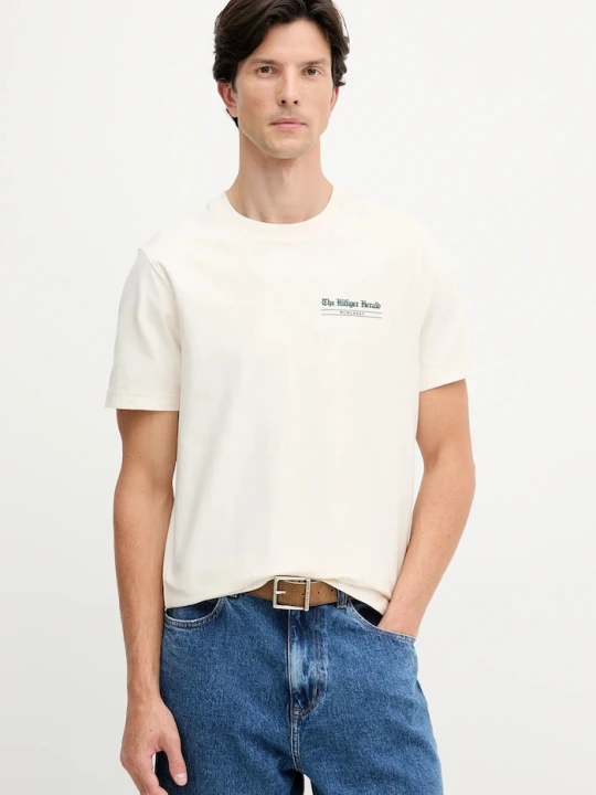 Zdjęcie produktu Tommy Hilfiger t-shirt bawełniany beżowy