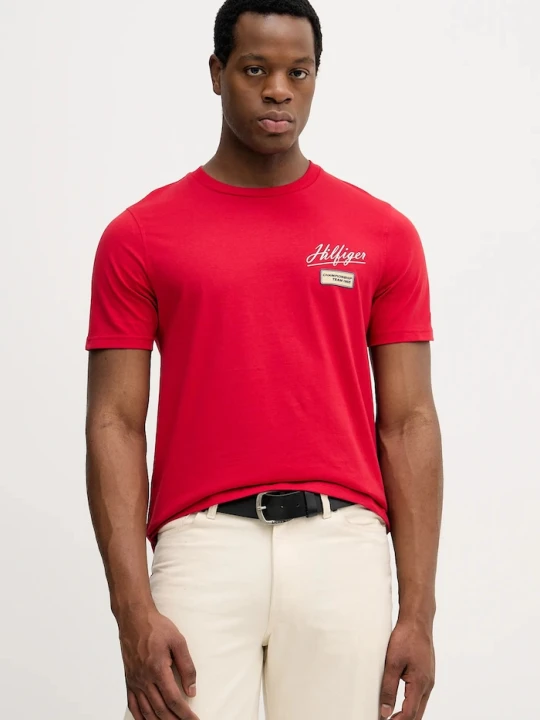 Zdjęcie produktu Tommy Hilfiger t-shirt bawełniany czerwony