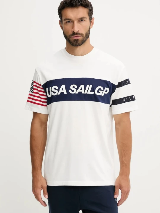 Zdjęcie produktu Tommy Hilfiger t-shirt bawełniany x SAIL GP beżowy