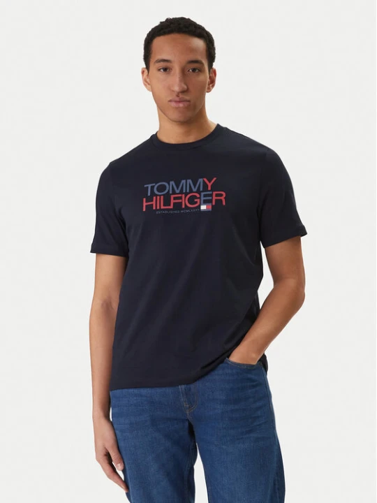 Zdjęcie produktu Tommy Hilfiger T-Shirt Brand Love Big Text MW0MW42369 Granatowy Regular Fit