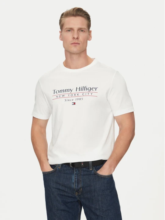 Zdjęcie produktu Tommy Hilfiger T-Shirt Center Stack MW0MW38621 Biały Regular Fit
