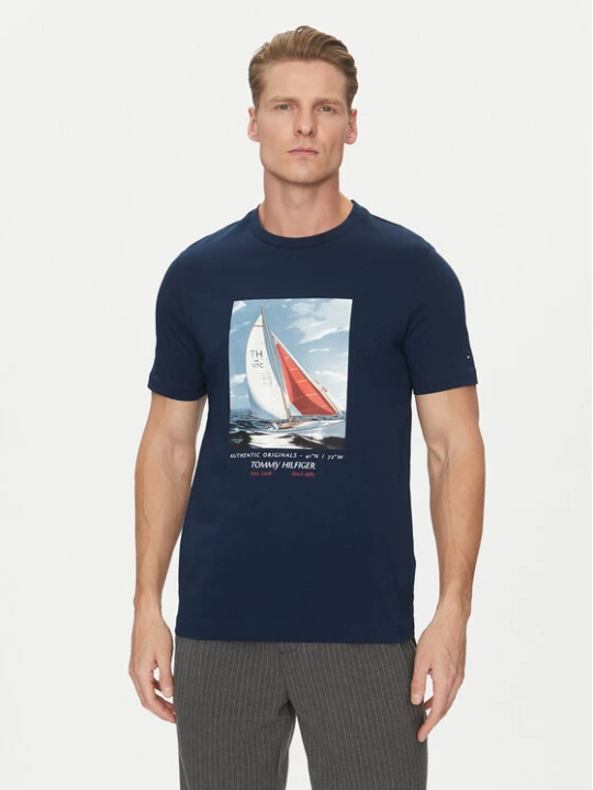 Zdjęcie produktu Tommy Hilfiger T-Shirt Color Photo Print MW0MW38615 Granatowy Regular Fit