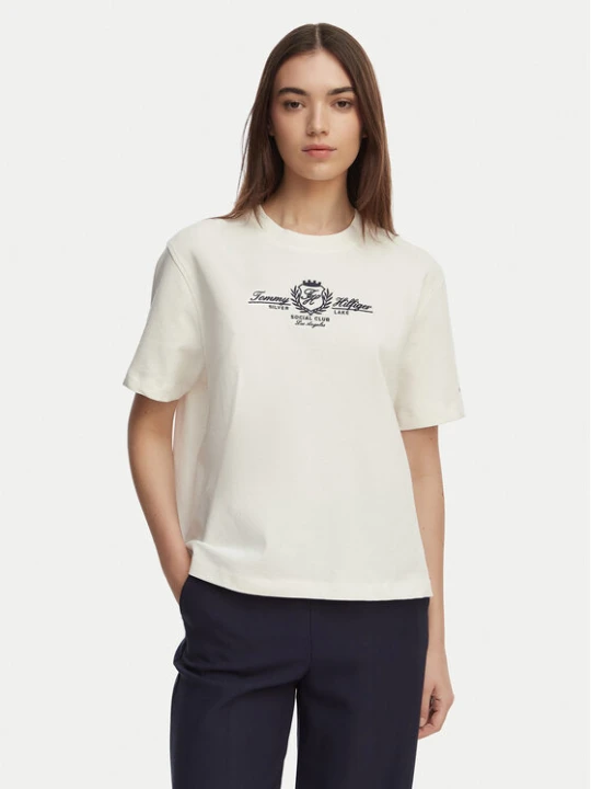 Zdjęcie produktu Tommy Hilfiger T-Shirt Crest WW0WW48713 Biały Relaxed Fit
