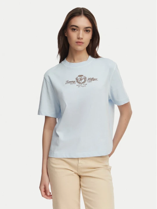 Zdjęcie produktu Tommy Hilfiger T-Shirt Crest WW0WW48713 Niebieski jasny Relaxed Fit
