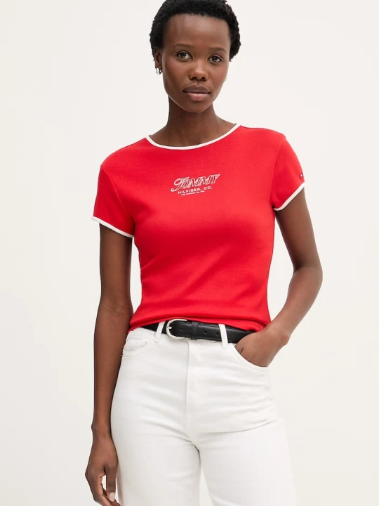 Zdjęcie produktu Tommy Hilfiger t-shirt damski bawełniany czerwony