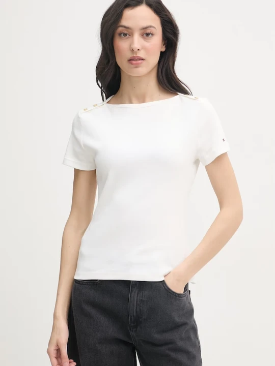 Zdjęcie produktu Tommy Hilfiger t-shirt damski bawełniany beżowy