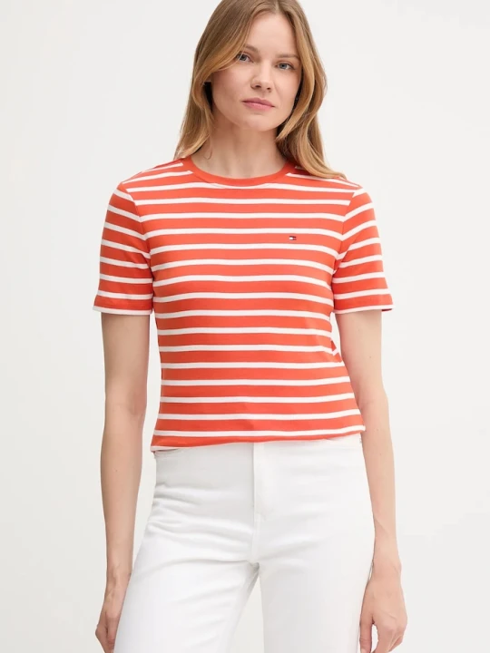 Zdjęcie produktu Tommy Hilfiger T-shirt damski bawełniany pomarańczowy