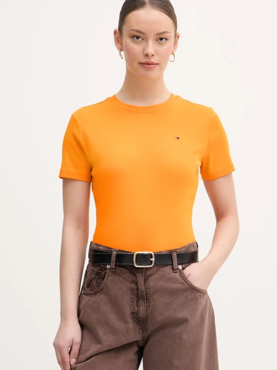 Zdjęcie produktu Tommy Hilfiger t-shirt damski bawełniany pomarańczowy