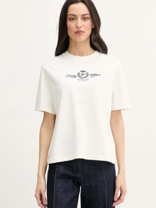 Zdjęcie produktu Tommy Hilfiger T-shirt damski bawełniany beżowy