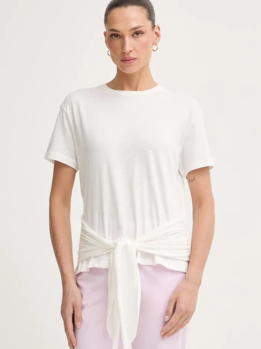 Zdjęcie produktu Tommy Hilfiger T-shirt damski bawełniany beżowy