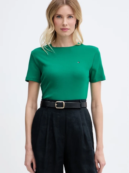 Zdjęcie produktu Tommy Hilfiger t-shirt damski bawełniany zielony