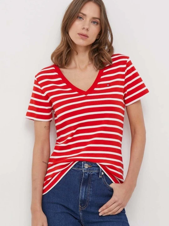 Zdjęcie produktu Tommy Hilfiger T-shirt damski bawełniany czerwony
