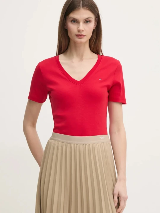Zdjęcie produktu Tommy Hilfiger T-shirt damski bawełniany czerwony