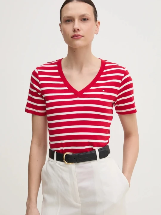 Zdjęcie produktu Tommy Hilfiger T-shirt damski bawełniany czerwony