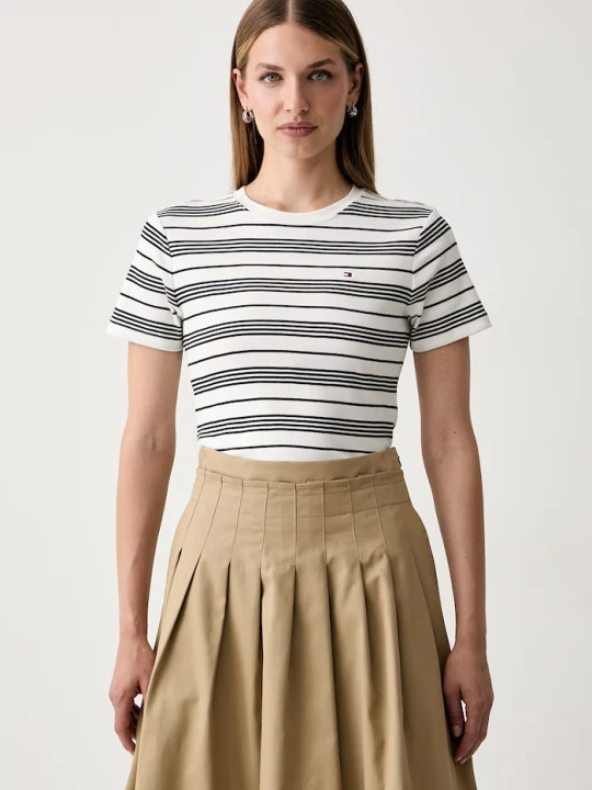 Zdjęcie produktu Tommy Hilfiger T-shirt damski bawełniany beżowy