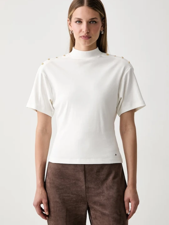 Zdjęcie produktu Tommy Hilfiger T-shirt damski bawełniany beżowy