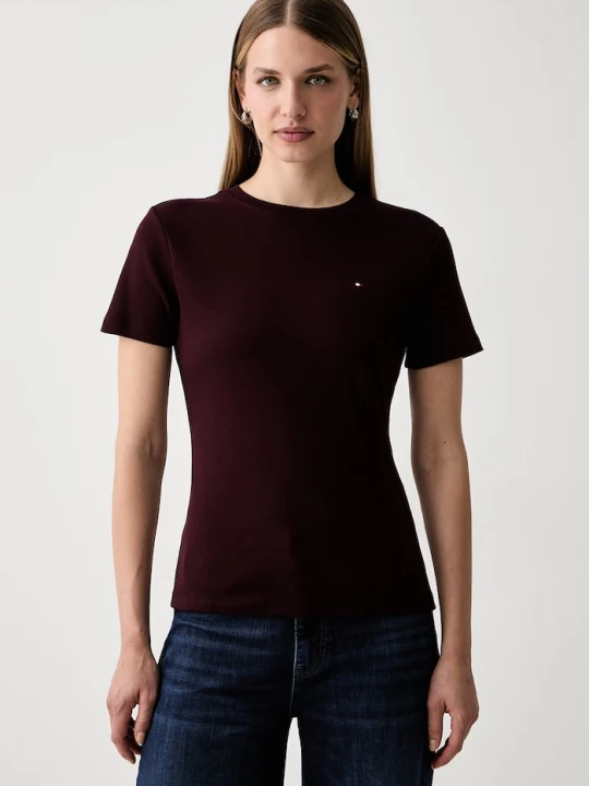 Zdjęcie produktu Tommy Hilfiger T-shirt damski bawełniany bordowy