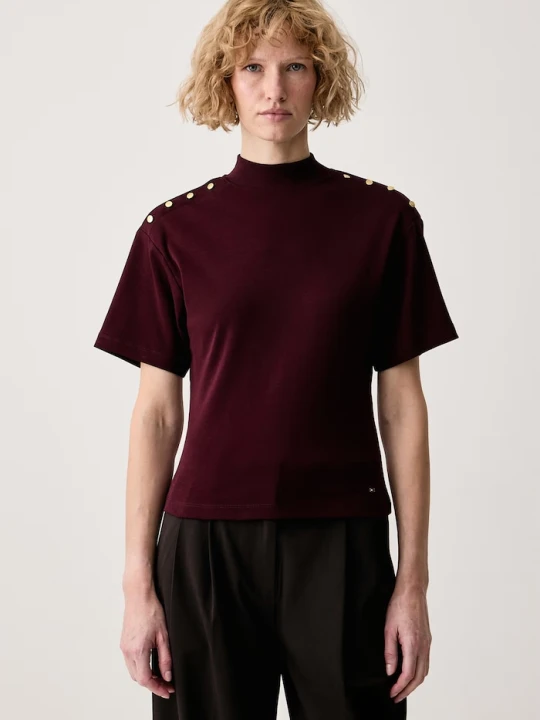Zdjęcie produktu Tommy Hilfiger T-shirt damski bawełniany bordowy