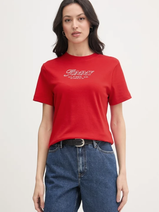 Zdjęcie produktu Tommy Hilfiger t-shirt damski bawełniany SUMMER czerwony