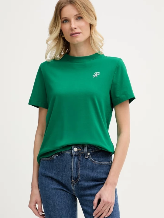 Zdjęcie produktu Tommy Hilfiger T-shirt damski z bawełną zielony