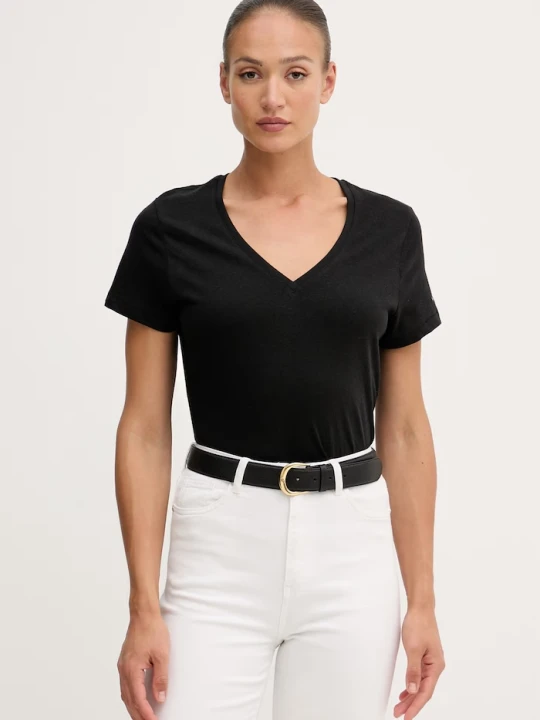 Zdjęcie produktu Tommy Hilfiger T-shirt damski z lnem czarny